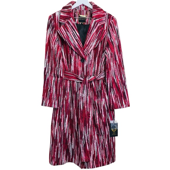 Kathy Ireland NWT Fashion 360 Faux Wool Duster Coat of Many Colors-Red Sz Medium - Picture 2 of 10